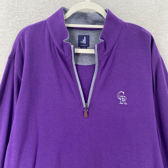 johnnie-O Colorado Rockies 1/4 Zip Pullover Mens XXL MLB Apex Purple‎ Fleece - Picture 3 of 11